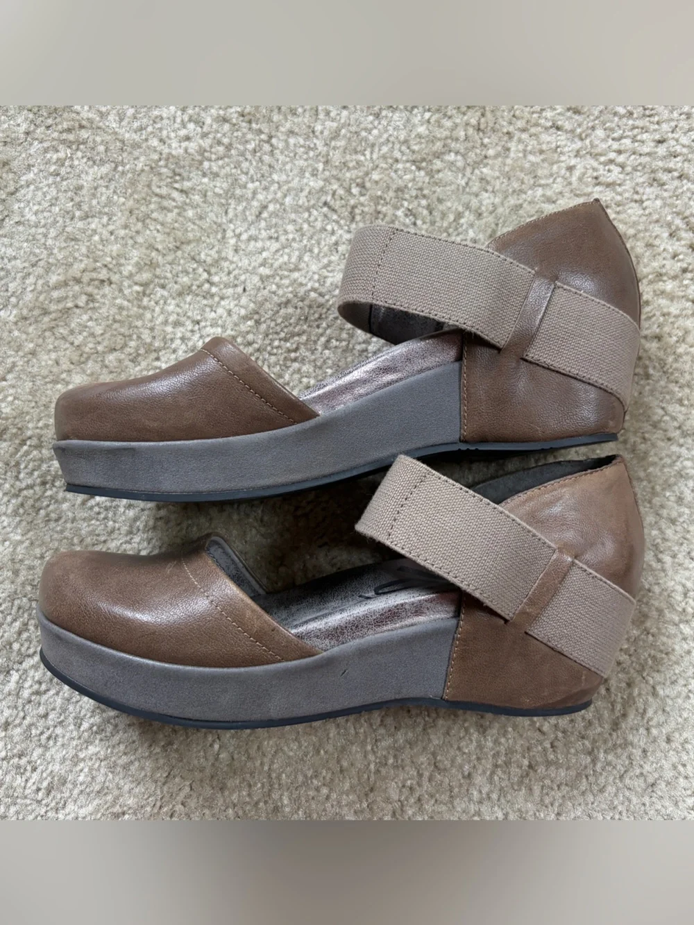 OTBT Brown Tan Wedge Sandals with Elastic Strap